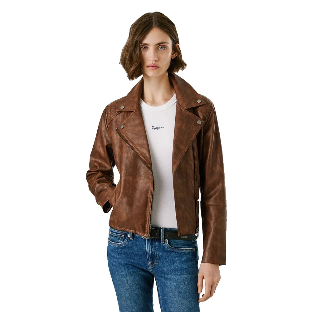 

Куртка Pepe Jeans Stacy leather, коричневый