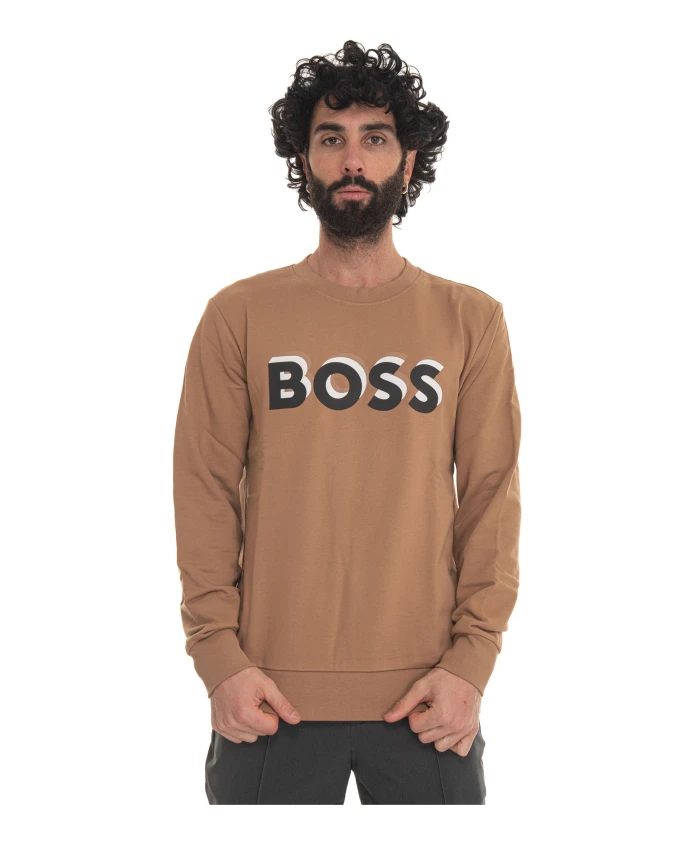 

Толстовка с круглым вырезом и длинным рукавом с логотипом Hugo, коричневый