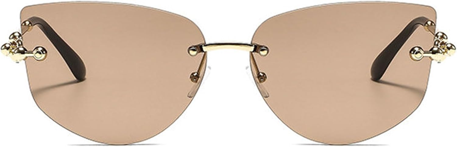 

Willochra Популярные дизайнерские безободковые металлические женские солнцезащитные очки «кошачий глаз» Модные классические очки для активного отдыха и путешествий Солнцезащитные очки UV400, C4