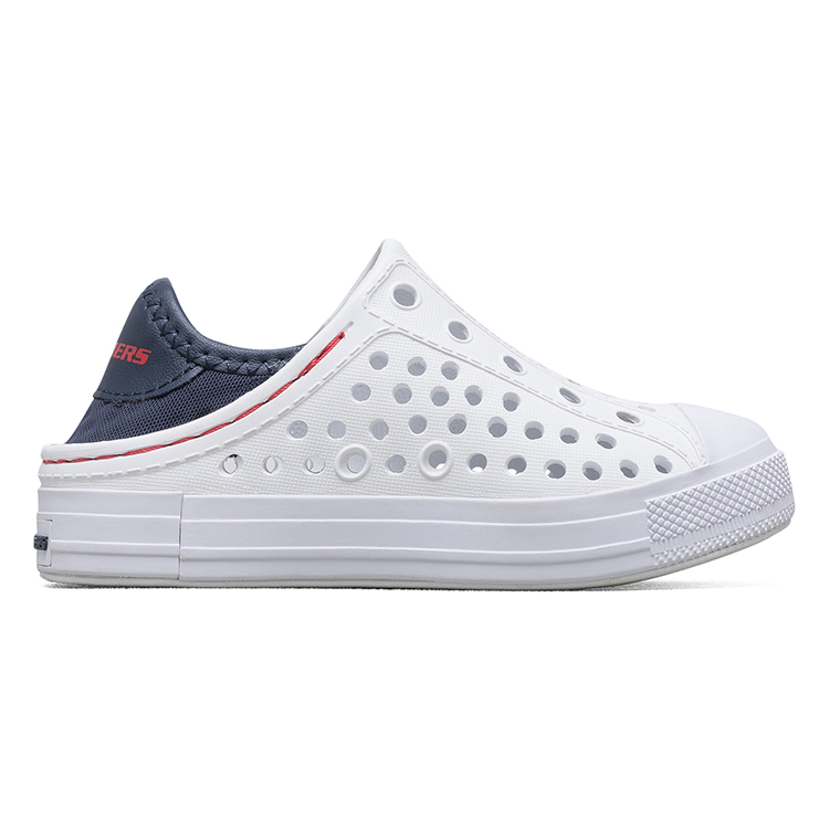 Износостойкие низкие детские ботиночки бело-сине-красные Infant And Toddler Skechers, White/Marine Blue/Red — фото 2
