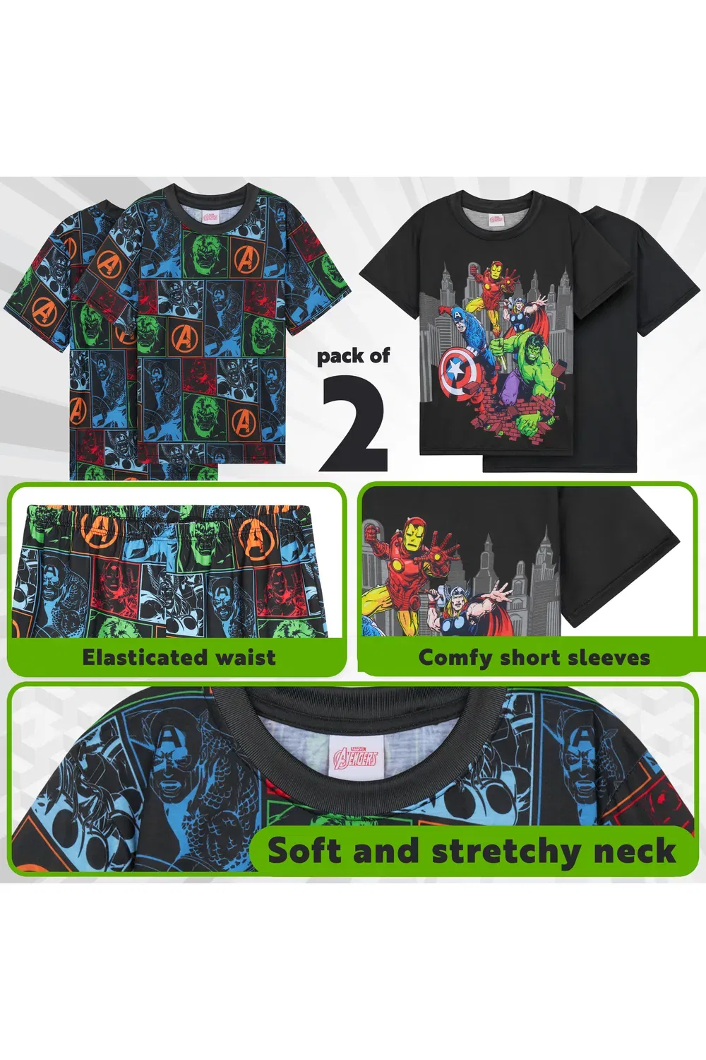 Пижама детская Marvel Avenger 2 Pack Short Pyjama Set, мультиколор — фото 4