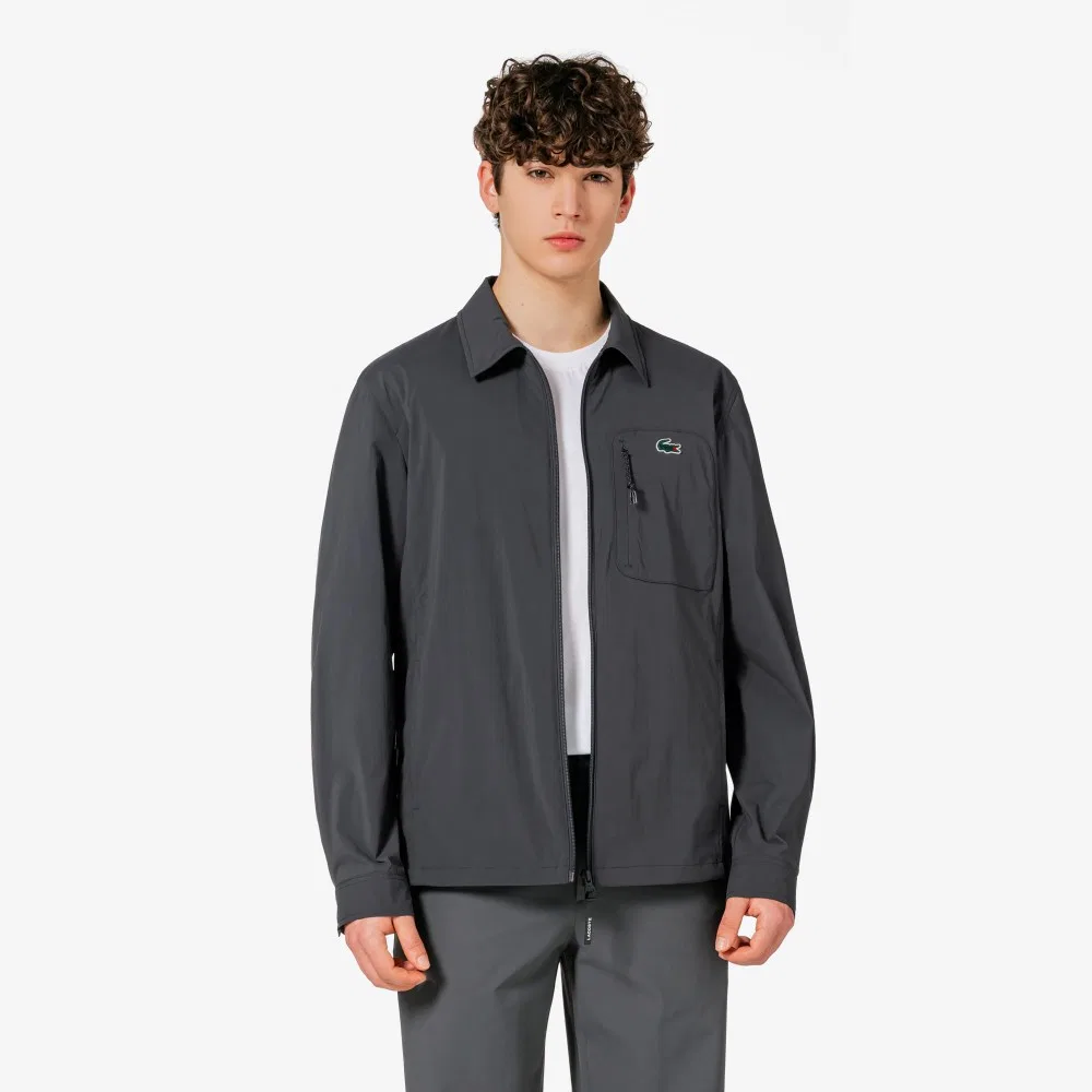 Мужской тканый джемпер-рубашка тёмно-серый от Lacoste — фото 4