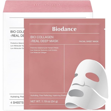 

Bio Collagen-Real Deep Mask — 4 листа, 1,19 унции, 34 г каждый Biodance