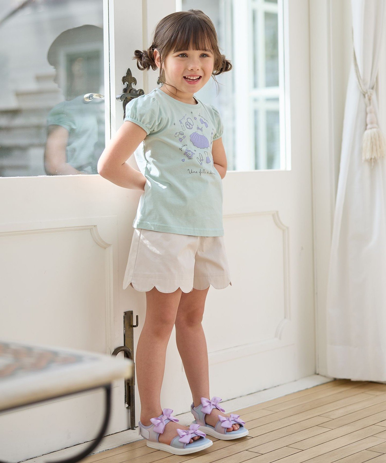 Шорты с фестончатым краем ANY KIDS, Milk Beige [030] — фото 2