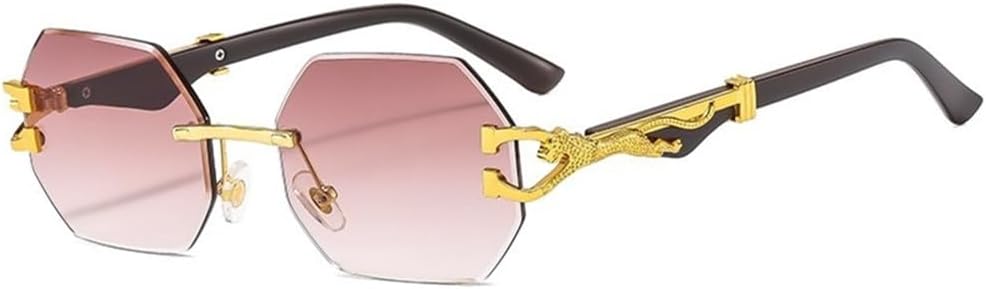 

Солнцезащитные очки без оправы для женщин и мужчин, с цветными градиентными линзами из поликарбоната, оправой с мраморным узором, золотистым леопардовым принтом и защитой от УФ-излучения UV400 VFDHN, C3