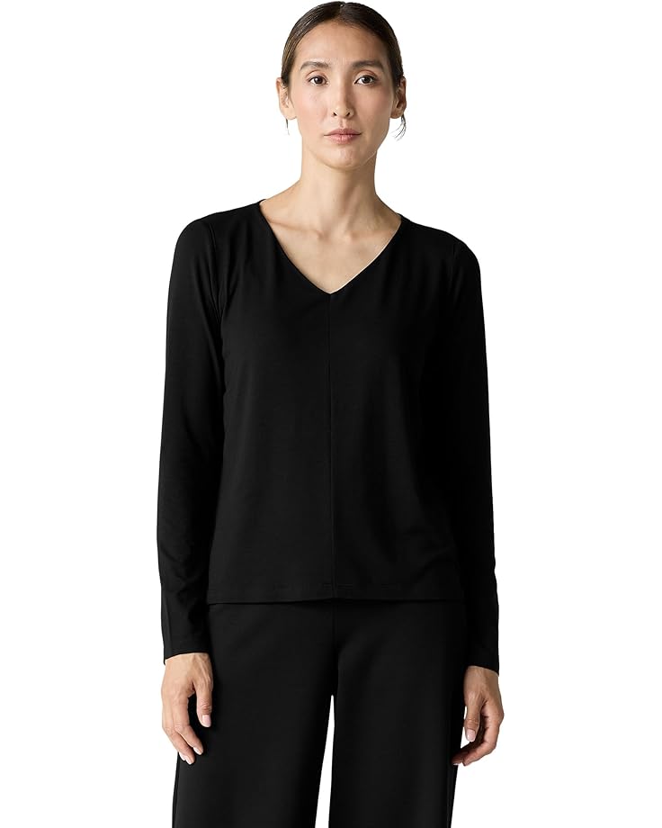 

Топ Eileen Fisher V-Neck Top With Long Sleeve, черный