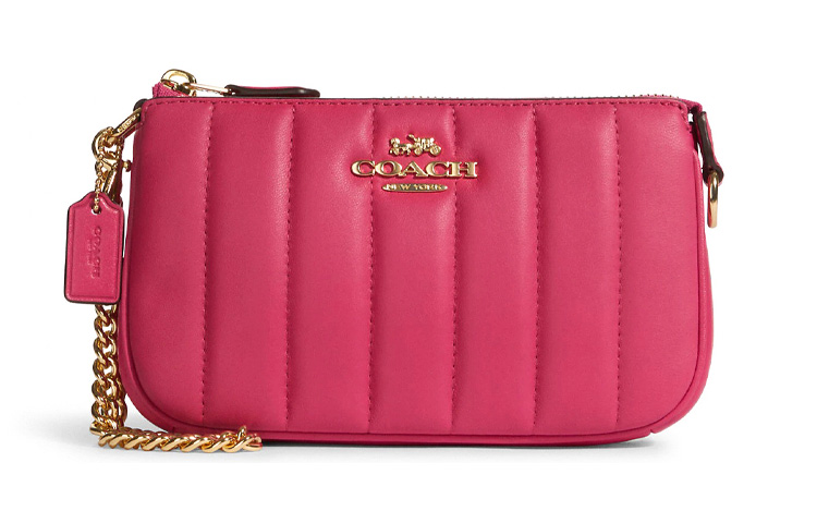 

Кожаная сумочка пушет, через плечо, клатч Trumpets женская розовая COACH