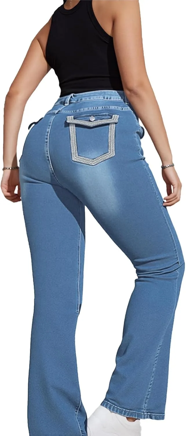 

Джинсы Boot Cut для женщин Plus Size QERINTE