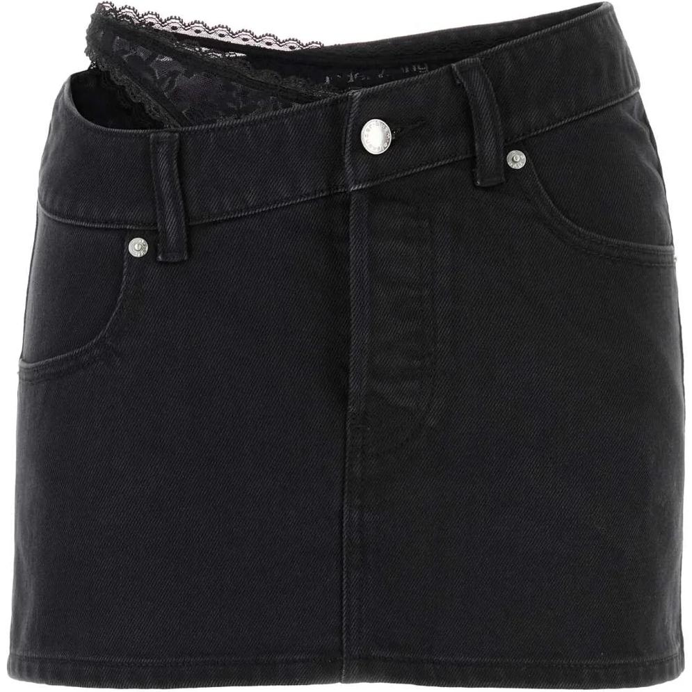 

Джинсовая юбка с боковым шнуров Alexander Wang, черный