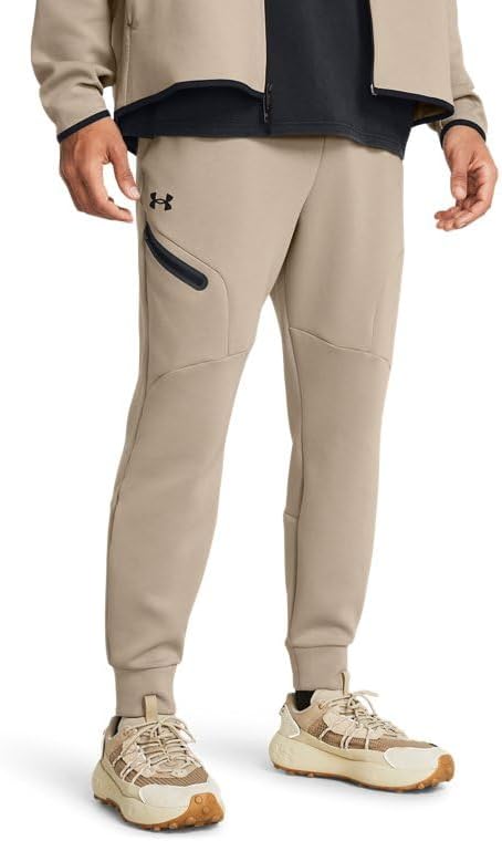 

Мужские флисовые джоггеры Unstoppable от Under Armour - дышащие и эластичные, Timberwolf Taupe-Black