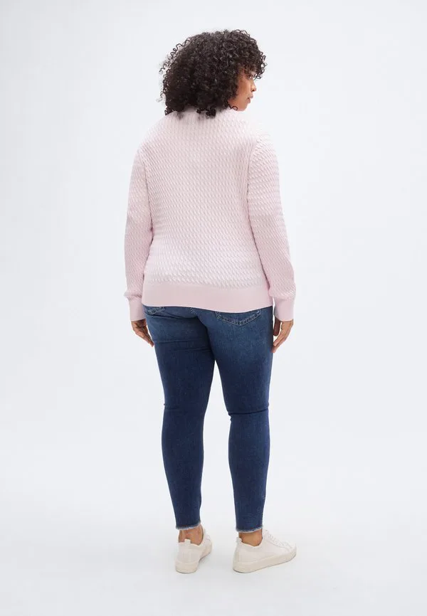 Свитер с круглым вырезом и косами, изогнутой вязки. Tommy Hilfiger Curve, Light Pink — фото 3
