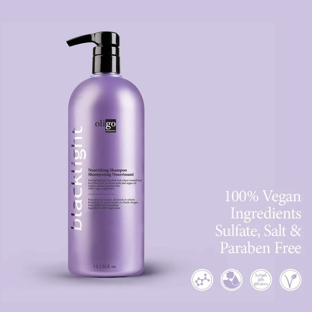 Oligo Professionnel - Питательный шампунь Blacklight - Безсульфатный шампунь для блондинок - Веганский - Для окрашенных волос - Увлажняющая формула с аргановым маслом - 955 мл — фото 3
