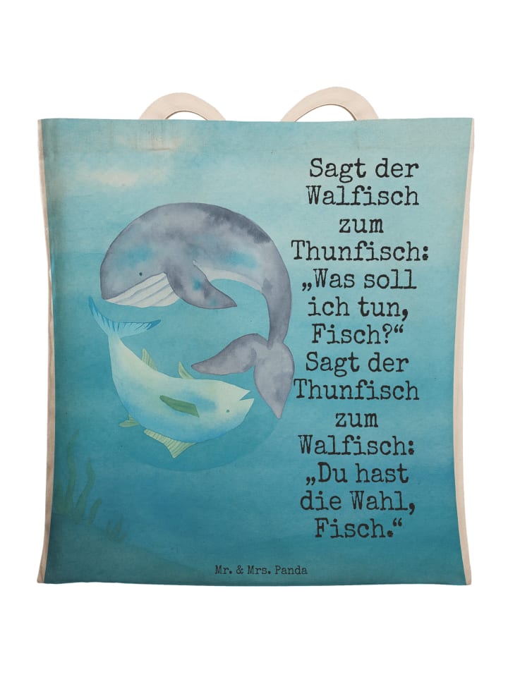 

Mr. & Mrs. Panda Наплечная сумка белого цвета с изображением кита и тунца