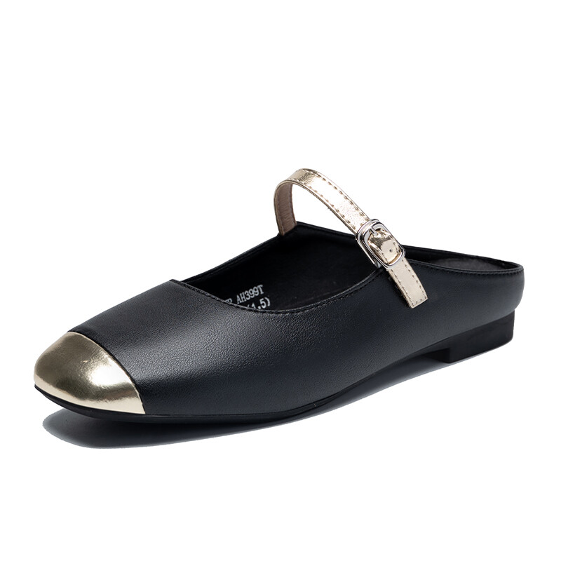 

Мюли женские с закрытым носком женские Zhr, цвет Black/Gold