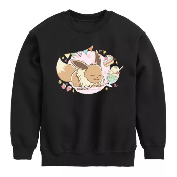 

Мальчики 8-20 толстовка из флиса с покемоном Eevee из кафе Licensed Character, черный
