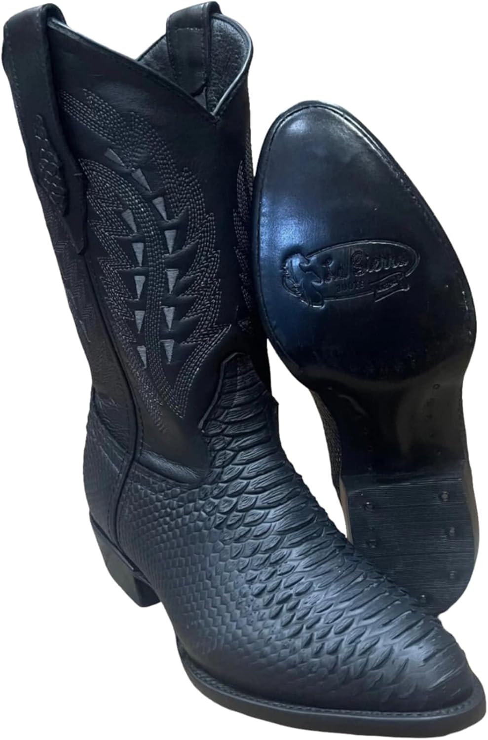 

Мужские ковбойские ботинки Dona Michi с острым носком из натуральной коровьей кожи с принтом под питона, черный