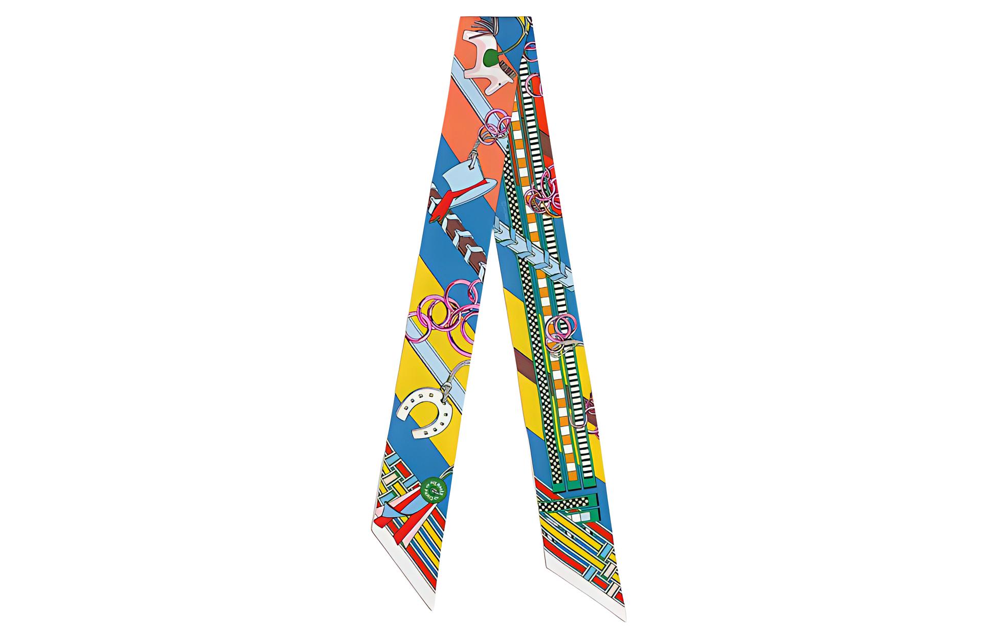 

HERMES Шёлковый шарфик Twilly женский разноцветный, Multicolor