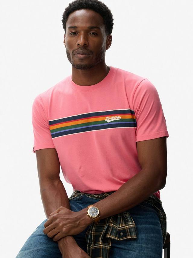 Футболка Outdoor Stripe Logo из хлопка свободного кроя Superdry, Desert Rose Pink — фото 4