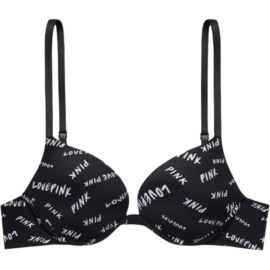 

Розовый Женский Бюстгальтер с Черным Принтом Букв Victoria's Secret