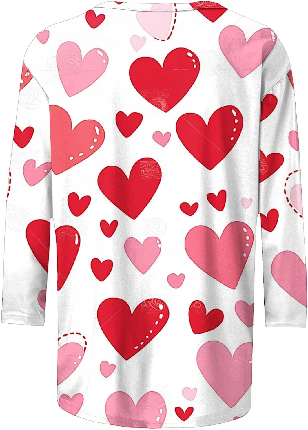 Футболка с 3/4 рукавом для женщин, Valentine‘s Day Print, свободный крой — фото 3