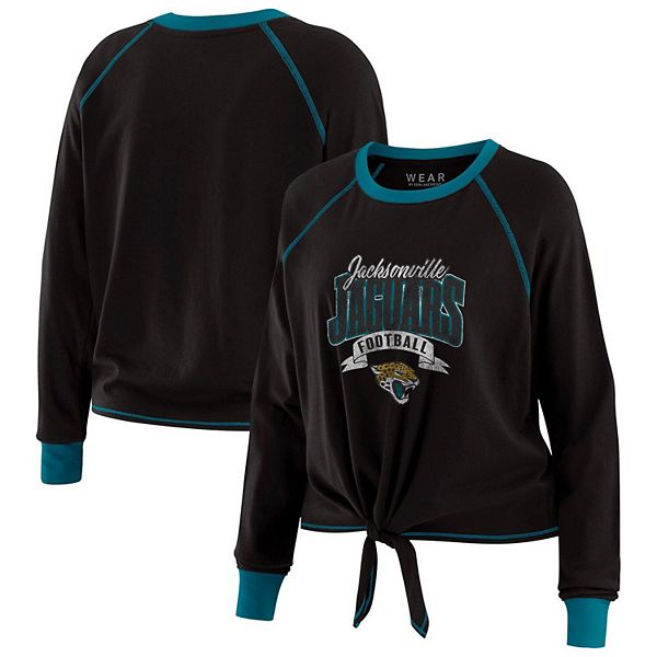

Женский топ с длинными рукавами и завязкой Jacksonville Jaguars черный/бирюзовый Wear By Erin Andrews