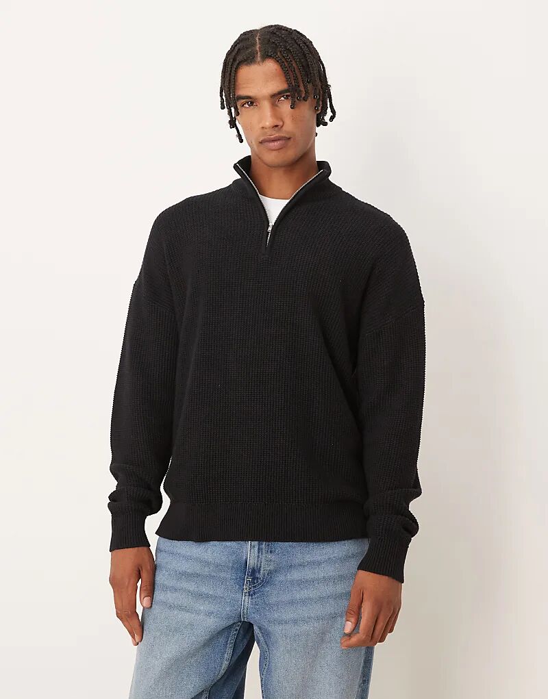 

Свободный трикотажный свитер с воротником-стойкой ASOS DESIGN черного цвета