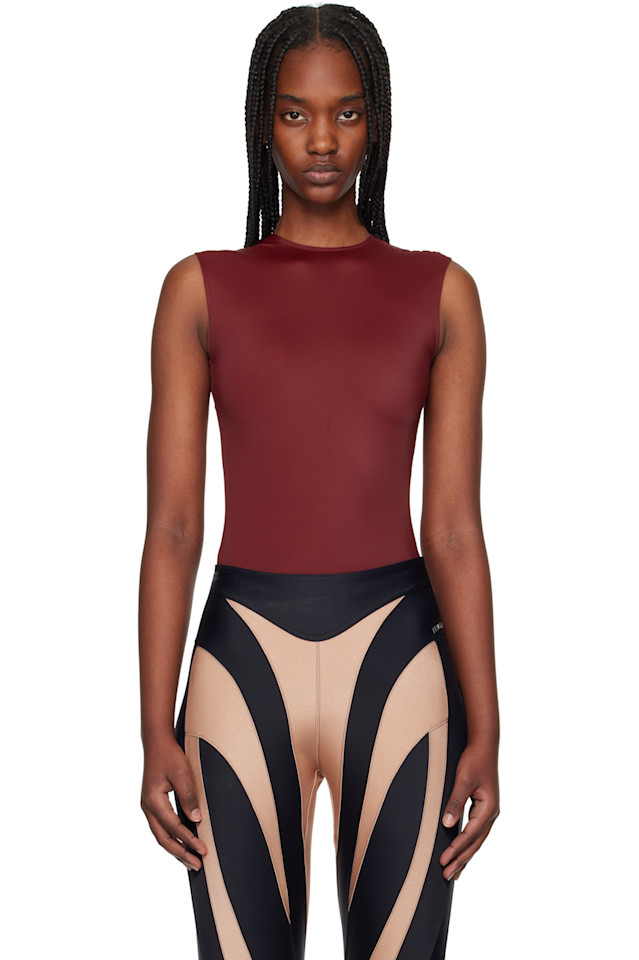 

Боди без рукавов с логотипом на плече Mugler, цвет merlot