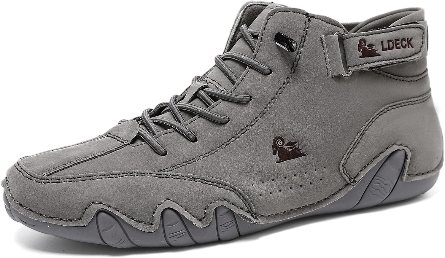 

Итальянские мужские замшевые высокие ботинки ручной работы, легкие повседневные кожаные кроссовки, дышащие прогулочные ботинки чукка с нескользящей подошвой Generic, серый