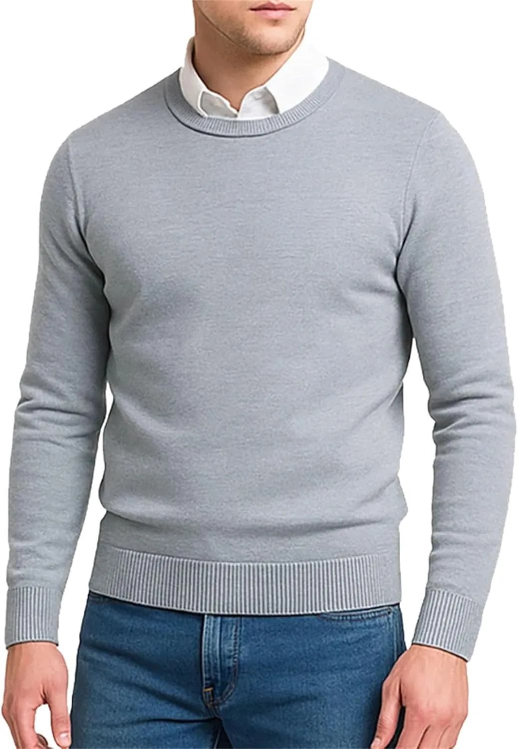

Мужской свитер-пуловер с длинными рукавами, облегающий, легкий