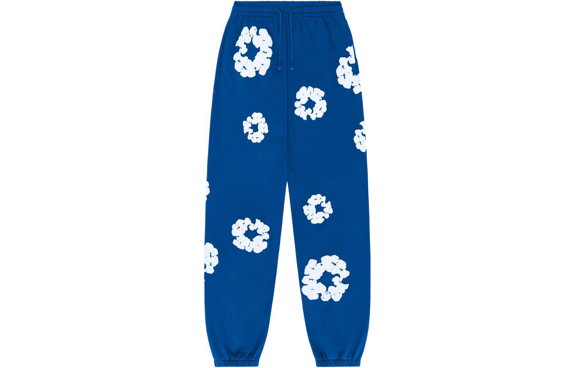 

Спортивные брюки на шнуровке с цветочным принтом Denim Tears, синий