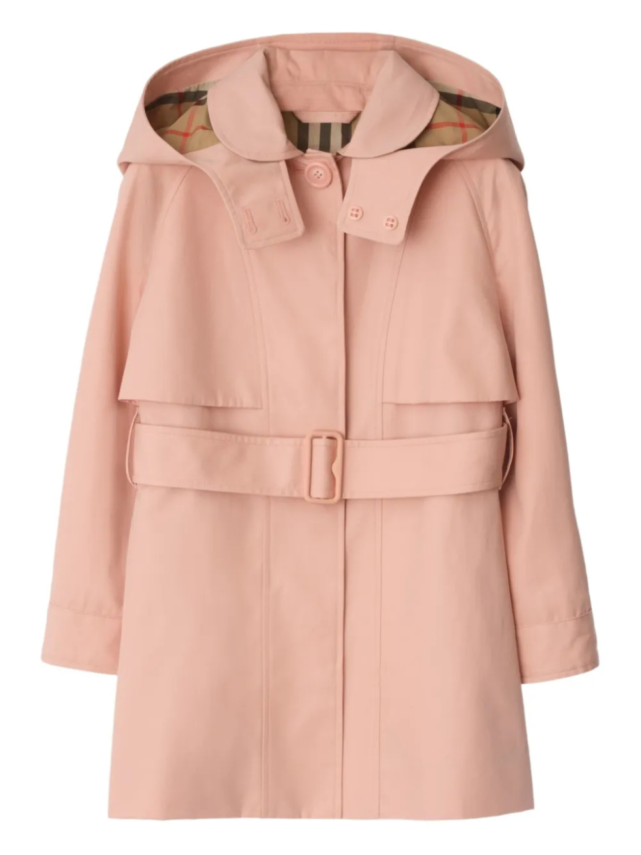 

Хлопковый плащ с капюшоном Burberry Kids, розовый