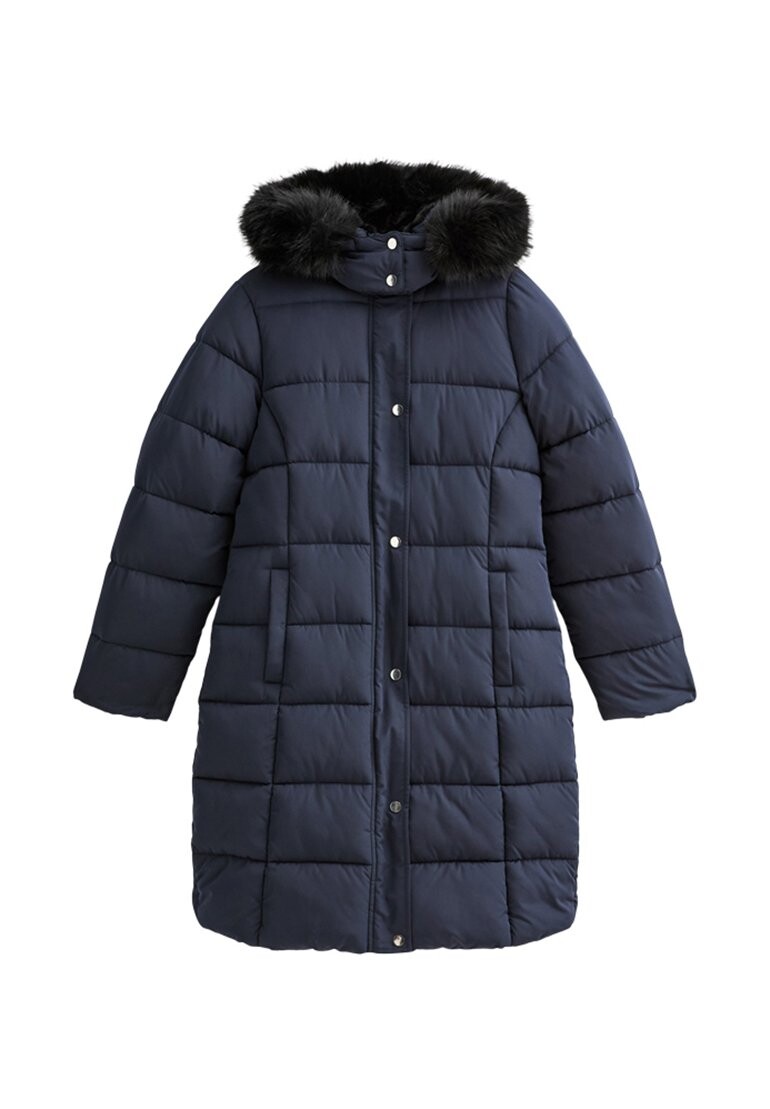 

Зимнее пальто FAUX FUR TRIM HOOD LONG PUFFER New Look, темно-синий