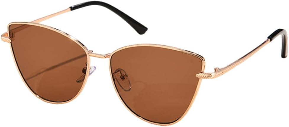 

Женские солнцезащитные очки в треугольной металлической оправе 2027 года, модные, маленькие, в стиле «кошачий глаз», в уличном стиле, с защитой от УФ-излучения UV400 MTZJH, Brown