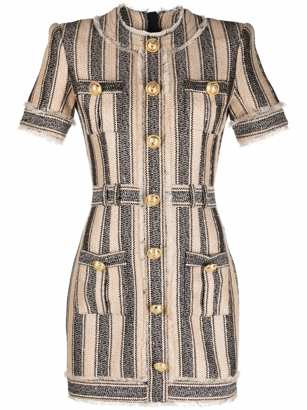 

Полосатое платье из пике BALMAIN, нейтральный