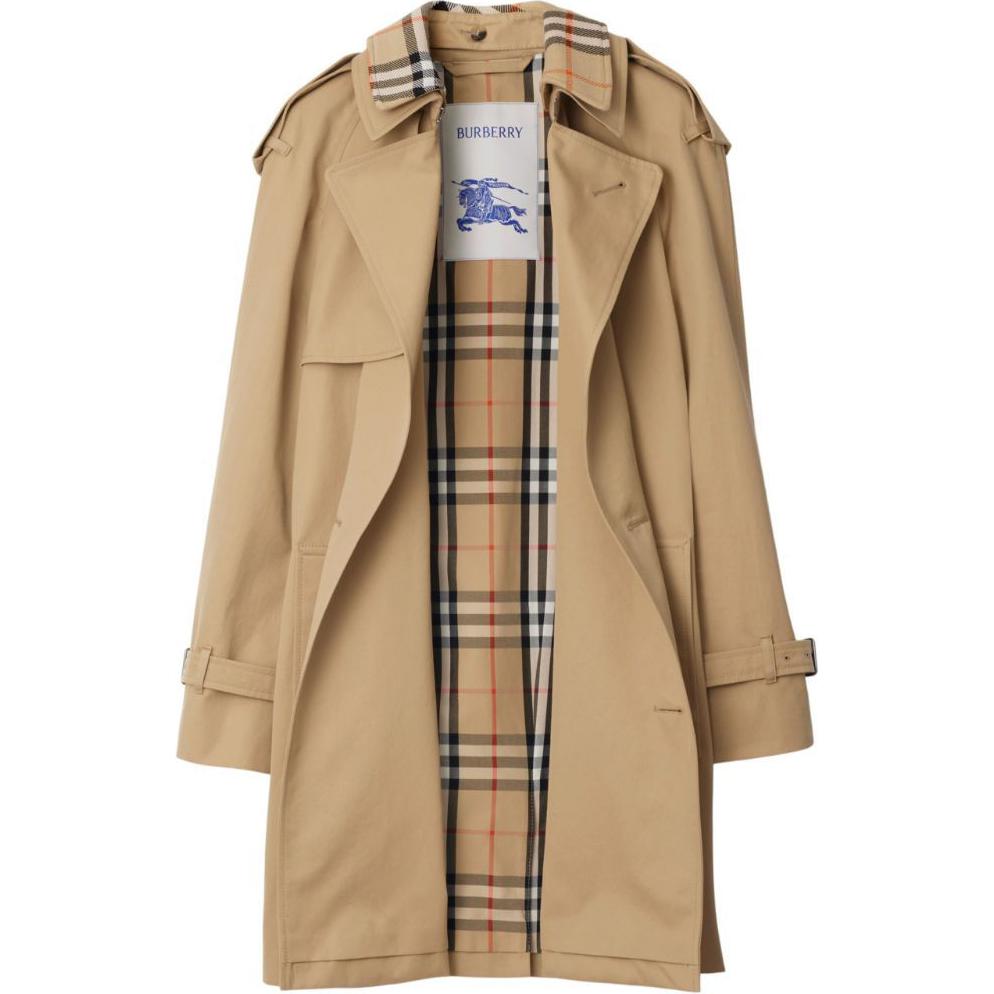 Пальто тренч Burberry, винтажное клетчатое хлопковое, бежевый — фото 4