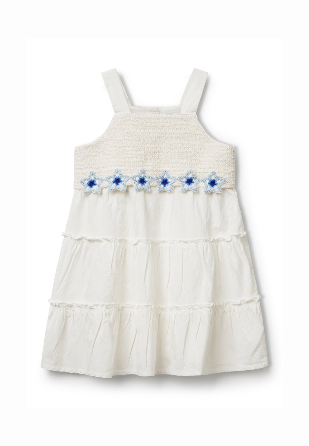 

Повседневное платье WITH MACRAMÉ FLOWERS United Colors of Benetton, белый