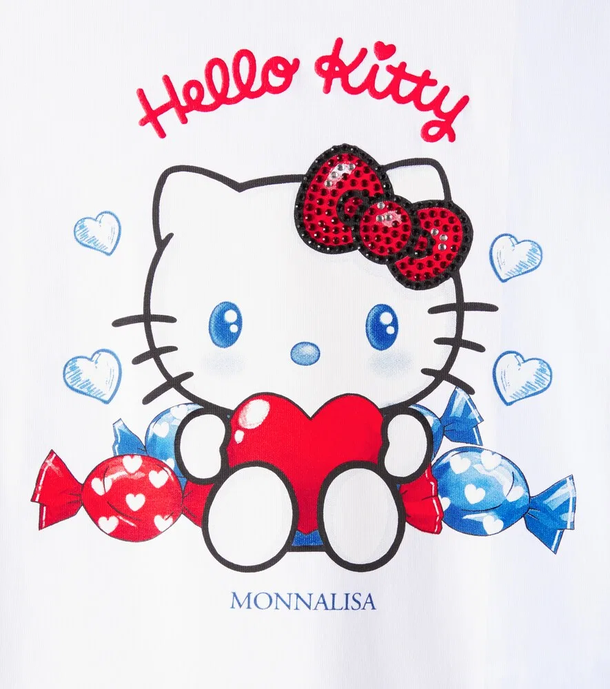 Футболка из хлопкового трикотажа Hello Kitty Monnalisa, белый — фото 3