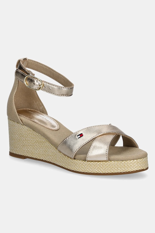 Сандалии Flag metallic mid wedge espad Tommy Hilfiger, золотой