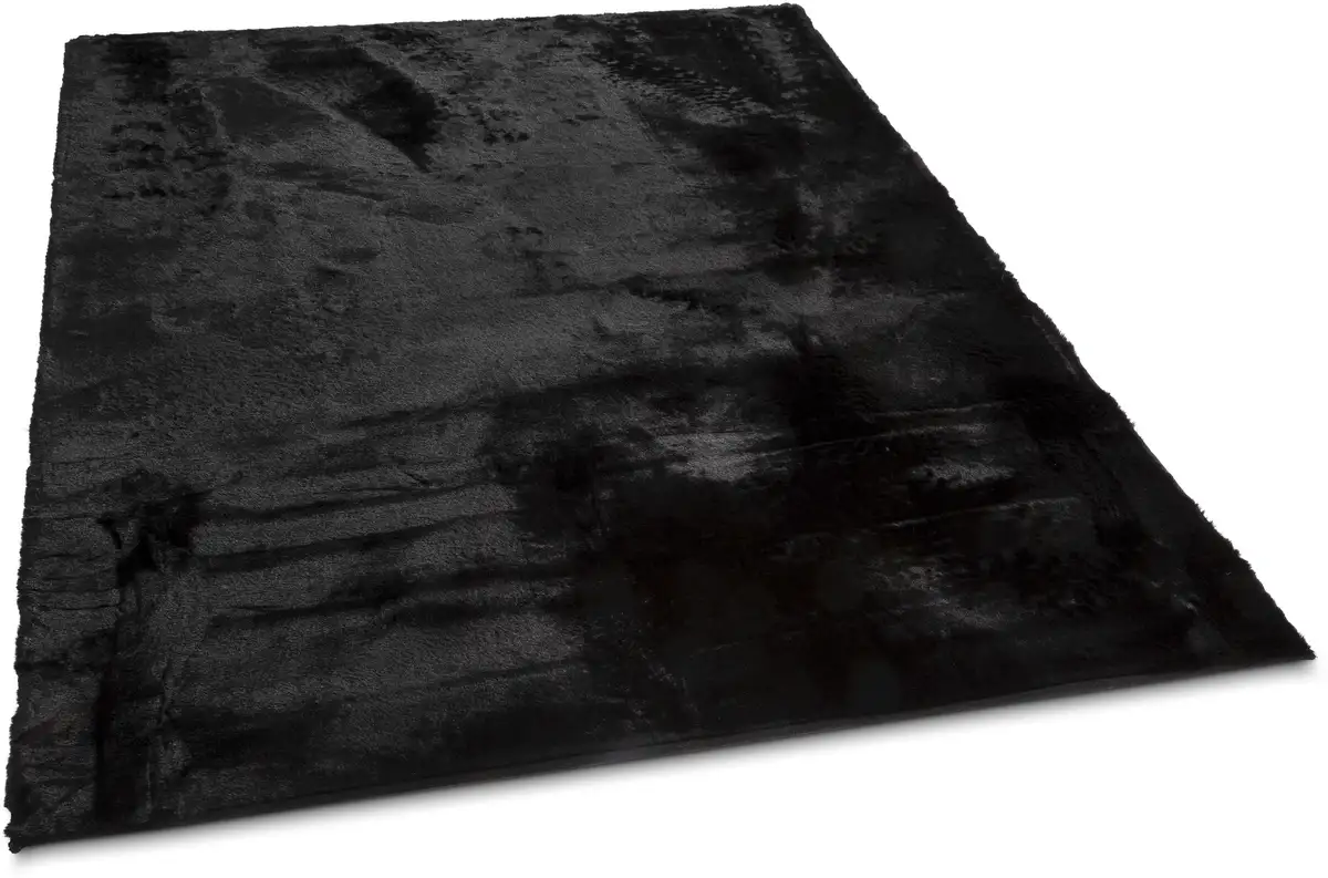 

Меховой ковер Джино Фальконе "Мягкий коврик Кьяра", прямоугольный, искусственный мех, ощущение кроличьего меха, особенно мягкий длинный ворс Gino Falcone 140х200 см, черный
