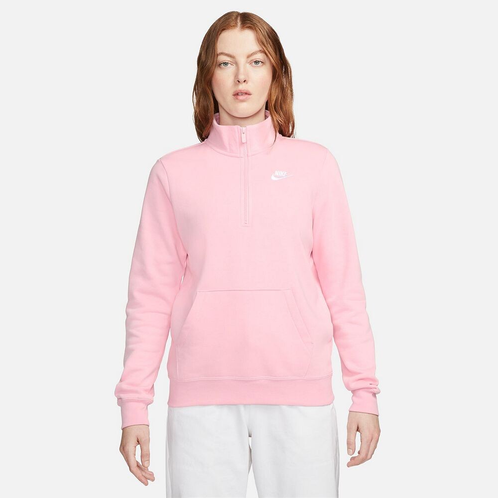 

Женская флисовая толстовка с молнией без четверти Nike Sportswear Club, цвет Soft Pink