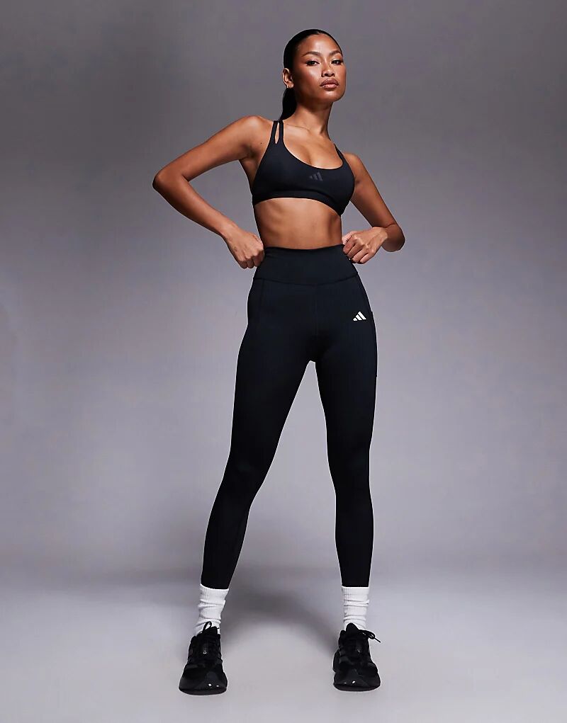 

Леггинсы Adidas Training Optime 7/8 в рубчик черного цвета