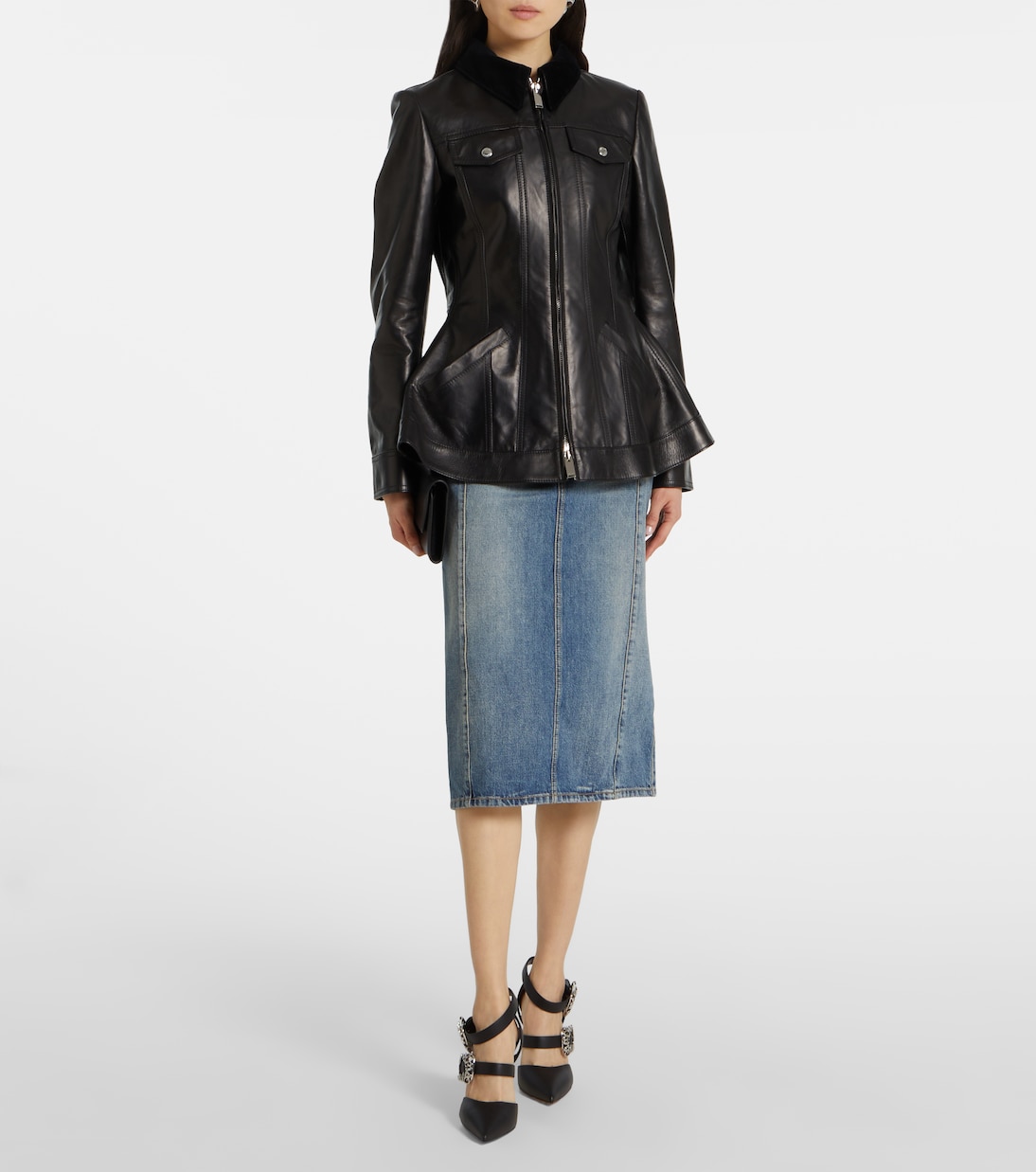 Женские кожаные туфли-лодочки Giddylina 100 Christian Louboutin, Black Lin Black — фото 3