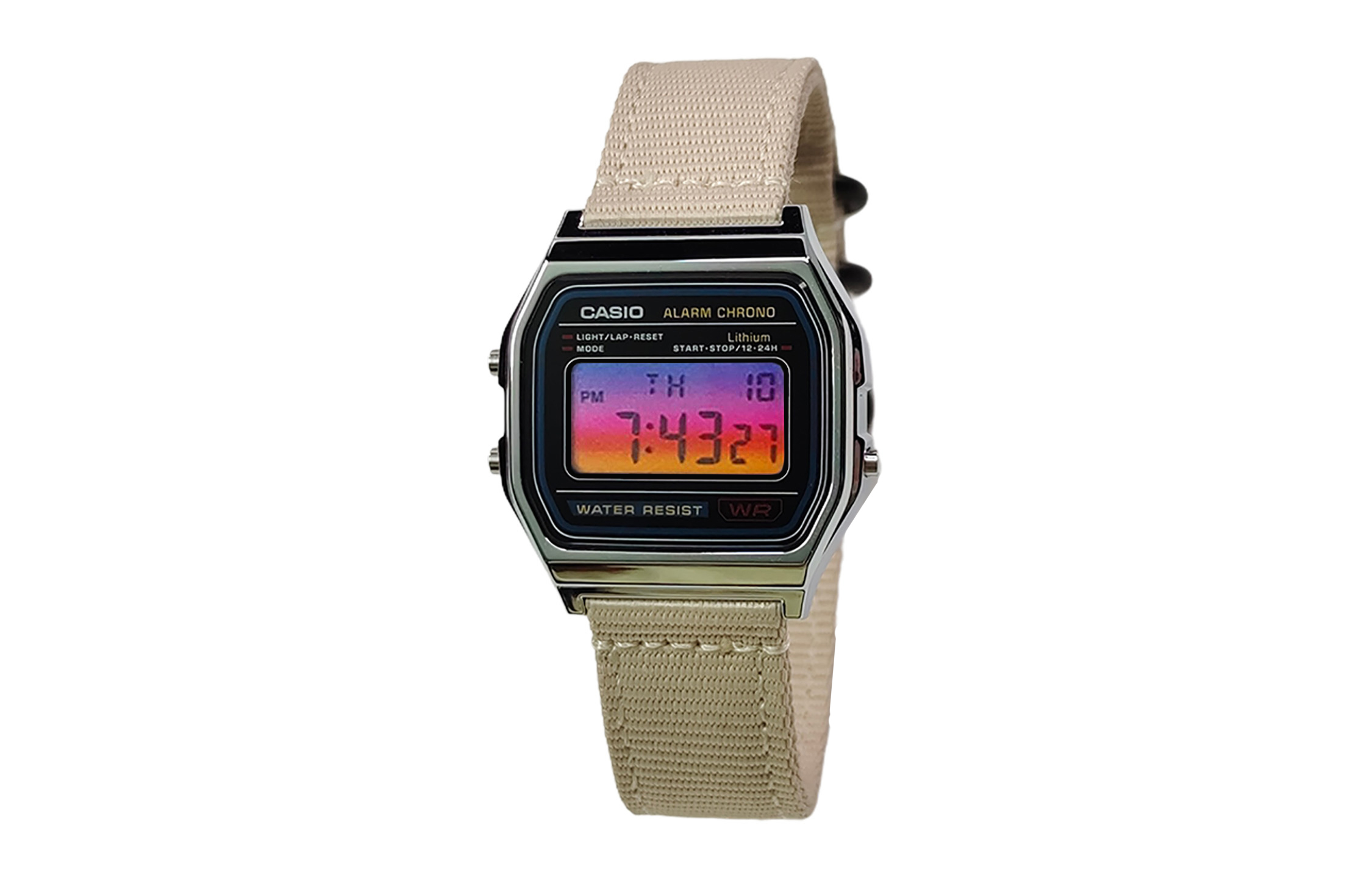 

CASIO Мужские часы Retrofit Series с кварцевым механизмом и нейлоновым ремешком, черный циферблат