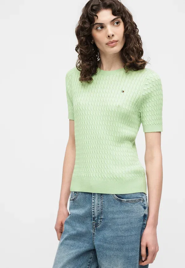 Футболка Tommy Hilfiger Cable Fine Basic, нежный нефрит — фото 4
