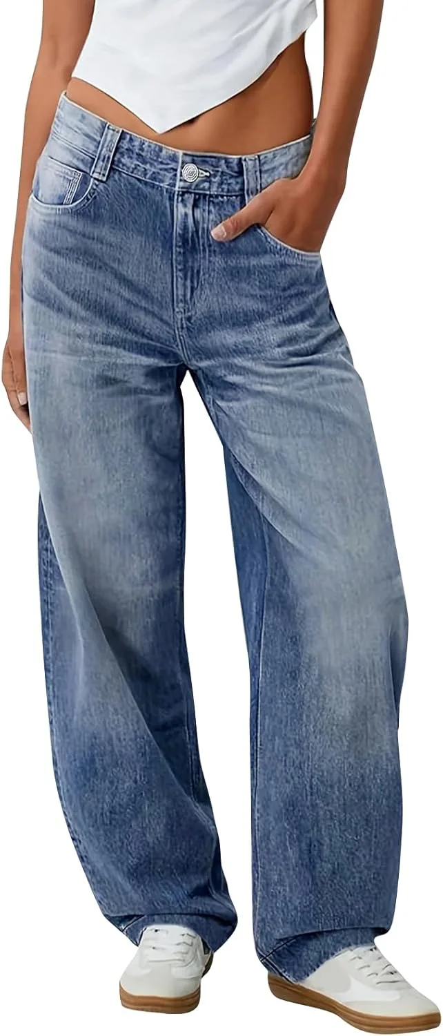 

Джинсы для женщин Denim Wide Leg с эластичным поясом