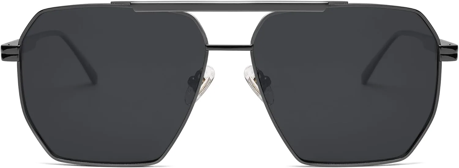 

Солнцезащитные очки SOJOS в стиле ретро, ​​большие квадратные, поляризованные, для женщин и мужчин, винтажные, классические, большие, металлические, Shiny Grey / Grey