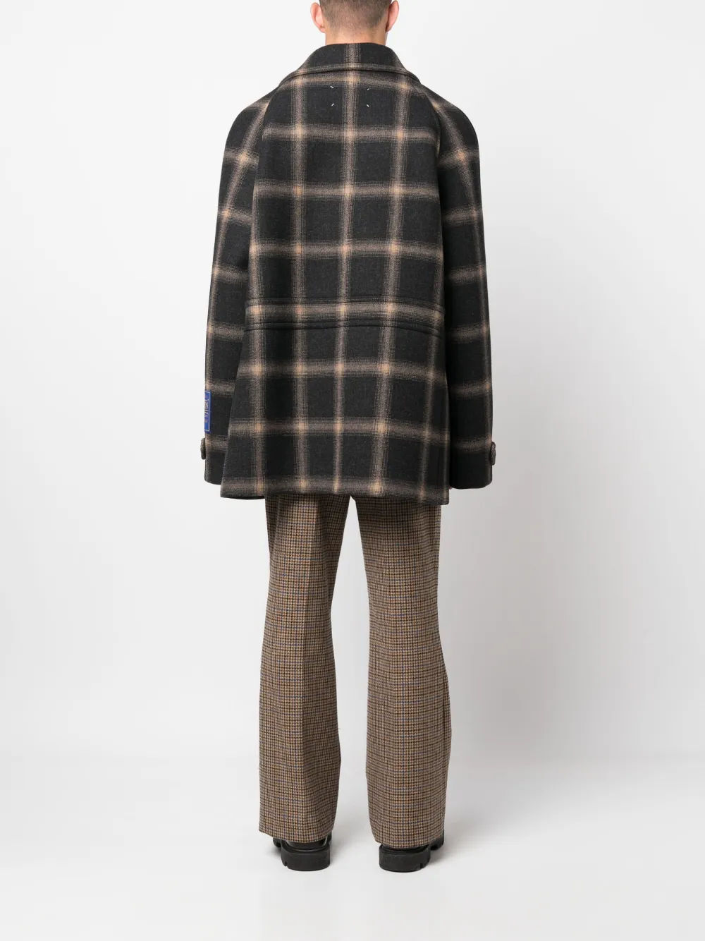 Шерстяной бушлат в клетку из коллаборации с Pendleton MAISON MARGIELA, черный — фото 4