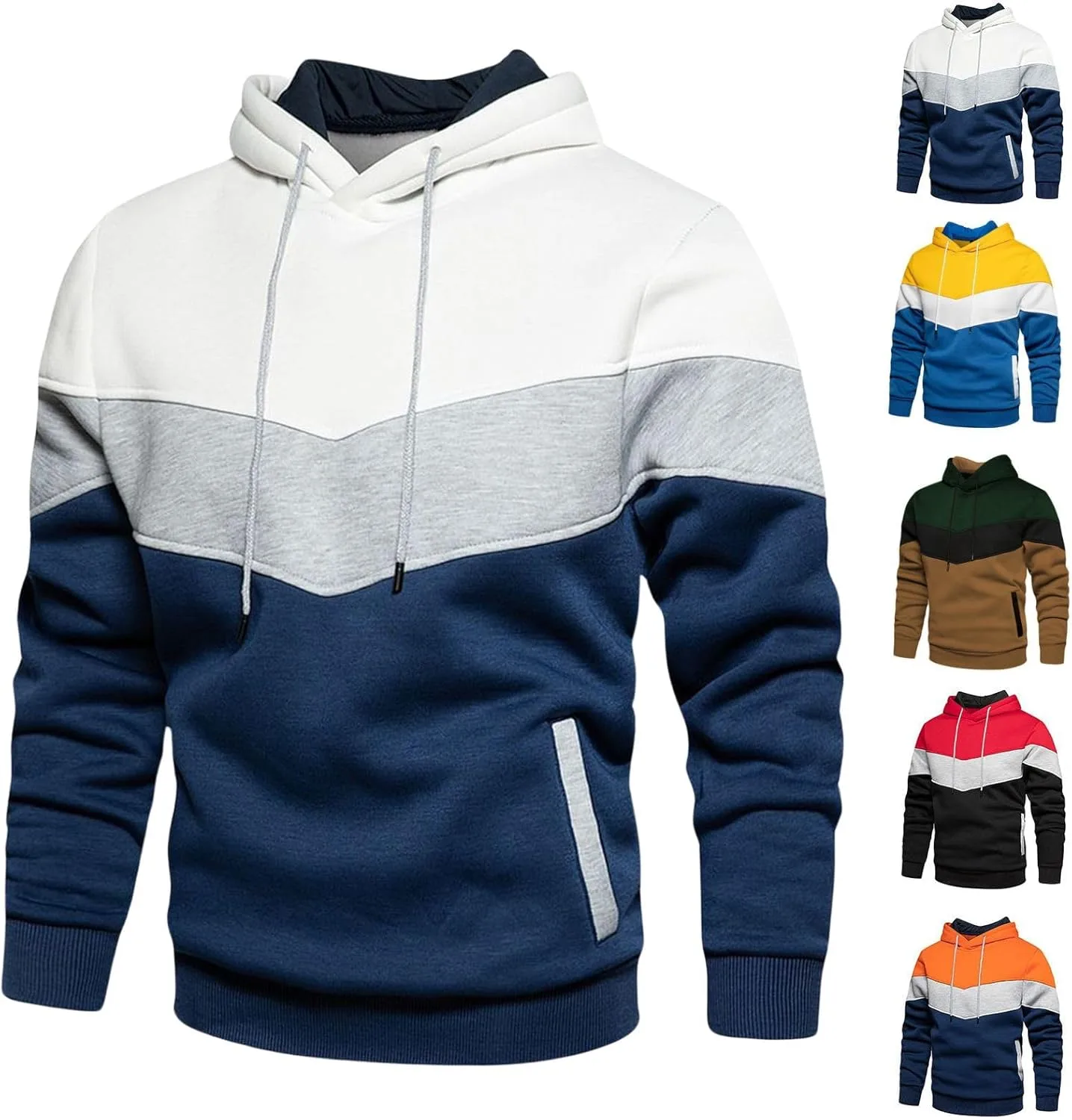 

Мужской худи с цветными блоками, капюшоном и карманом-кенгуру