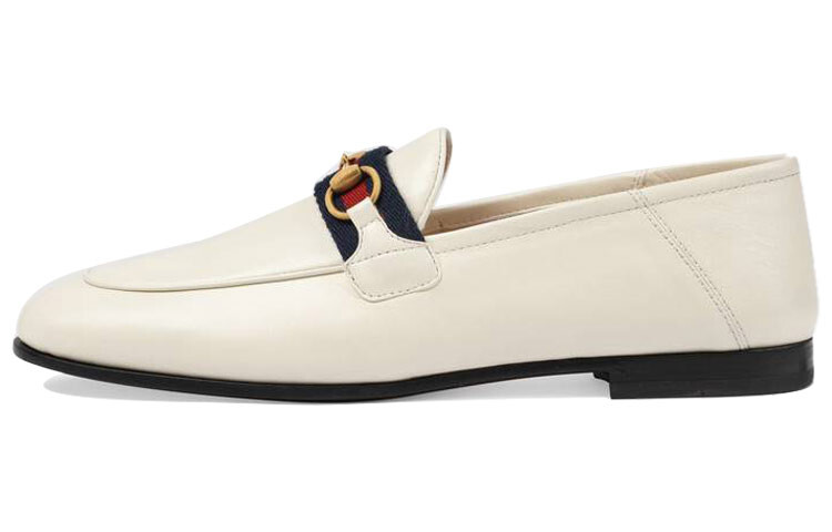 Туфли GUCCI Slip On Loafer With Web White Leather Women's