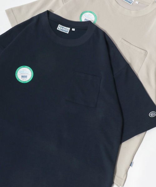 

Футболка с коротким рукавом и карманом, влагоотводящая, быстросохнущая, с вышитым логотипом DISCUS, темно-синий